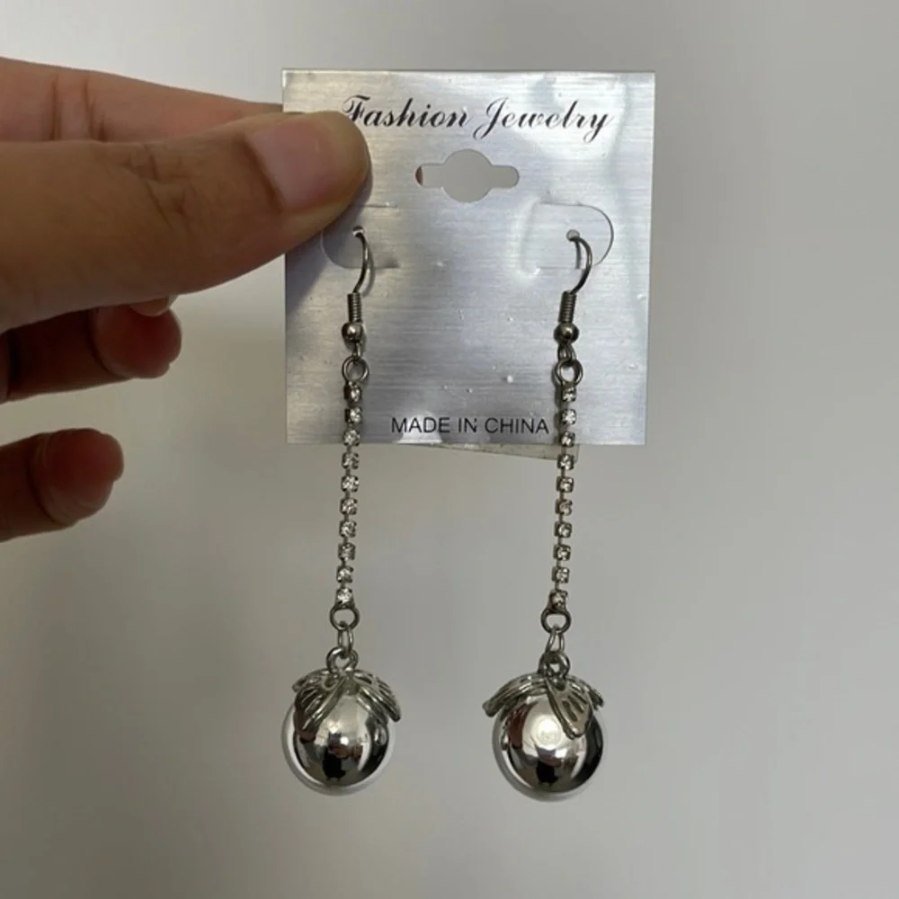 Butterfly Ball Rhinestone Dangle Earrings